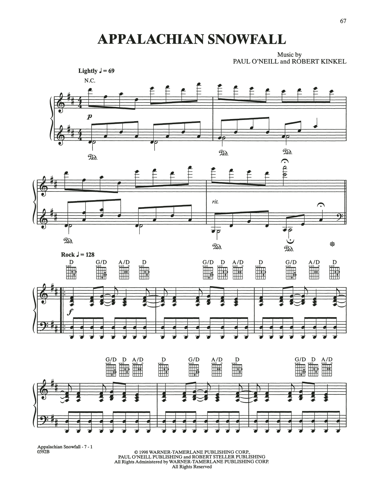 Trans-Siberian Orchestra Appalachian Snowfall Sheet Music