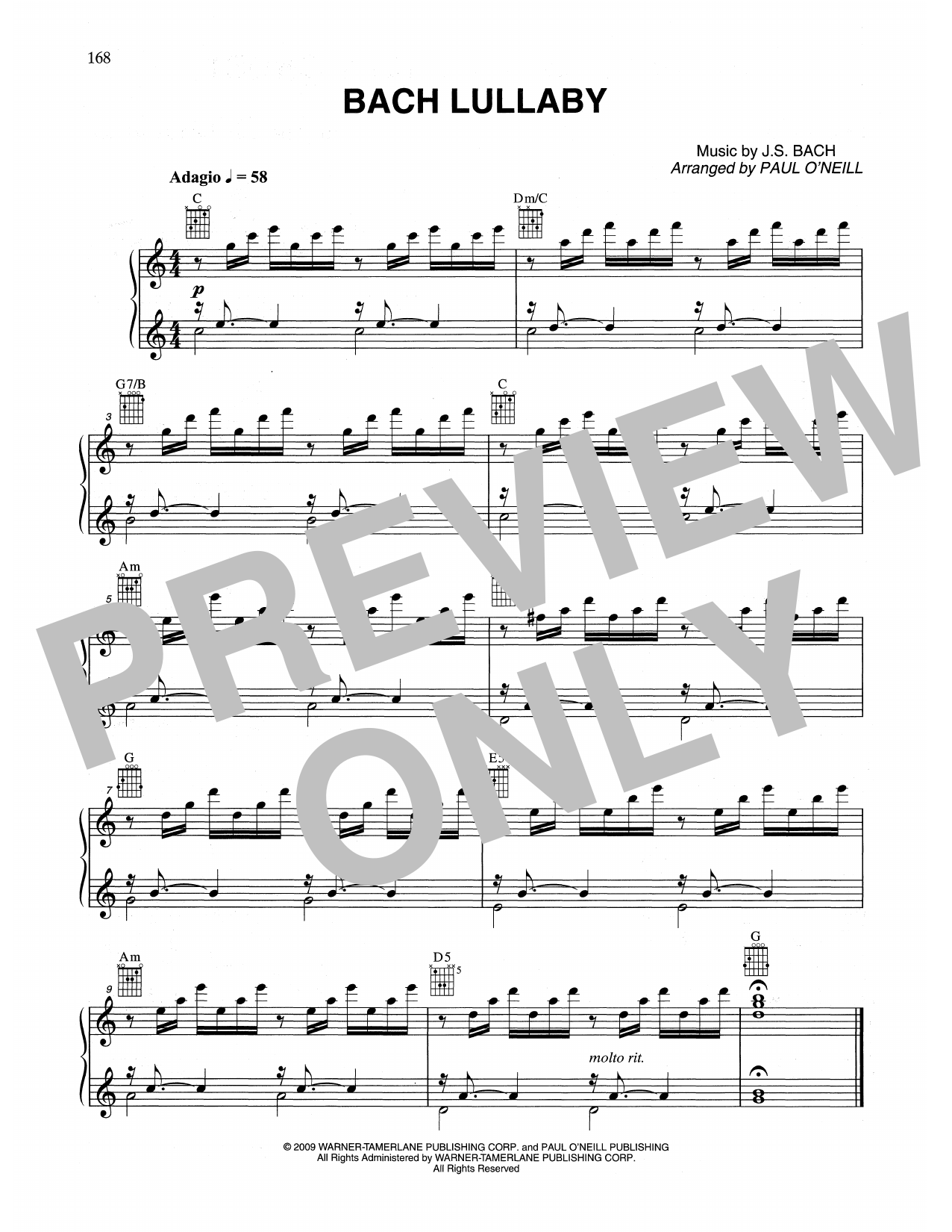 Trans-Siberian Orchestra Bach Lullaby Sheet Music
