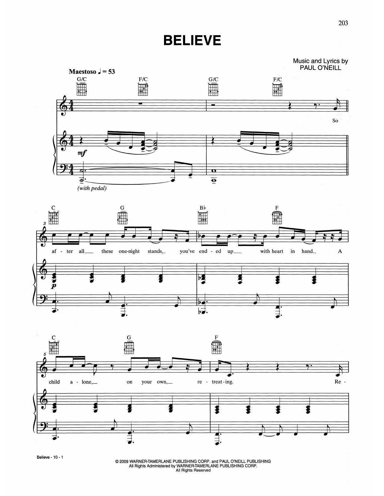 Trans-Siberian Orchestra Believe Sheet Music