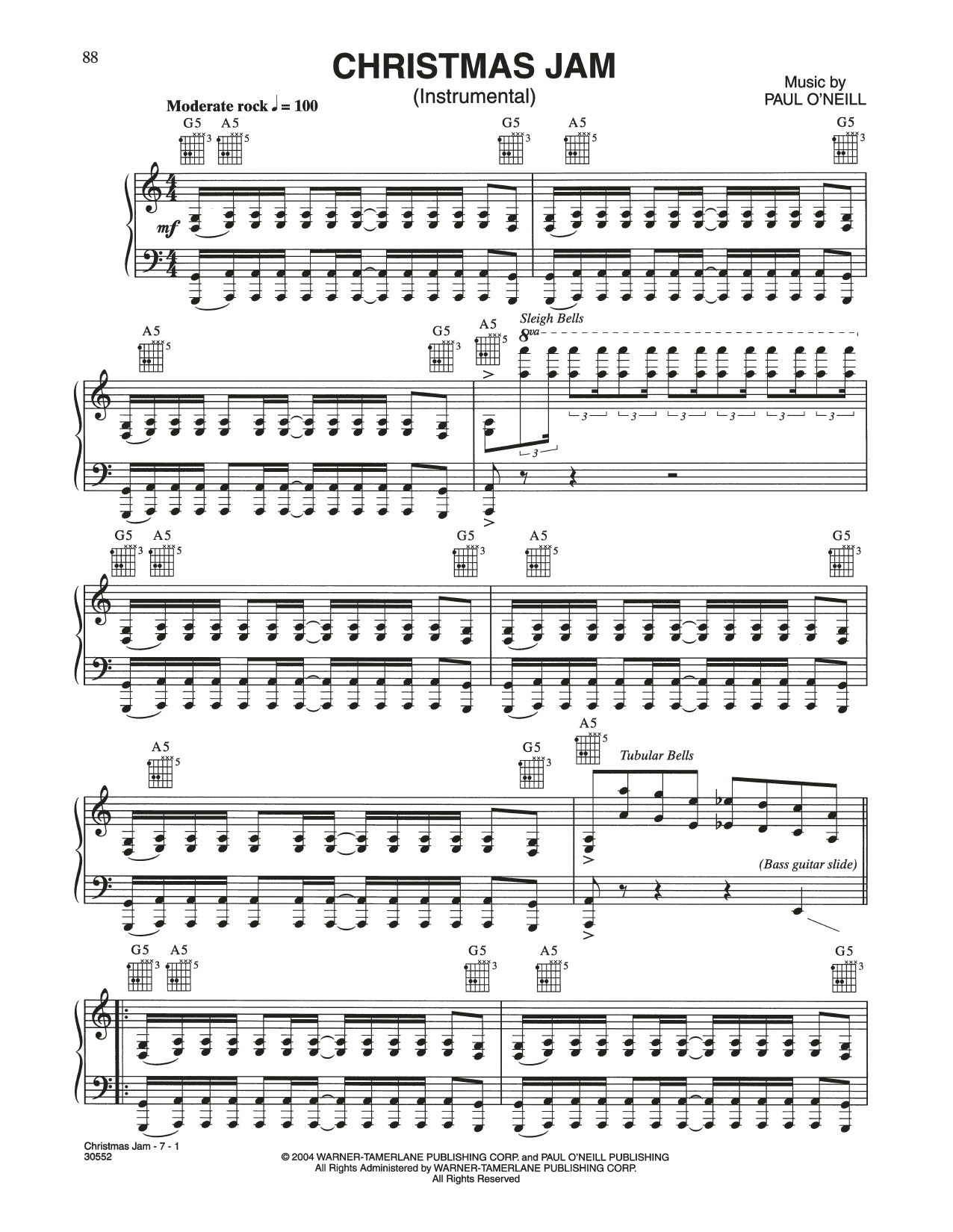 Trans-Siberian Orchestra Christmas Jam Sheet Music