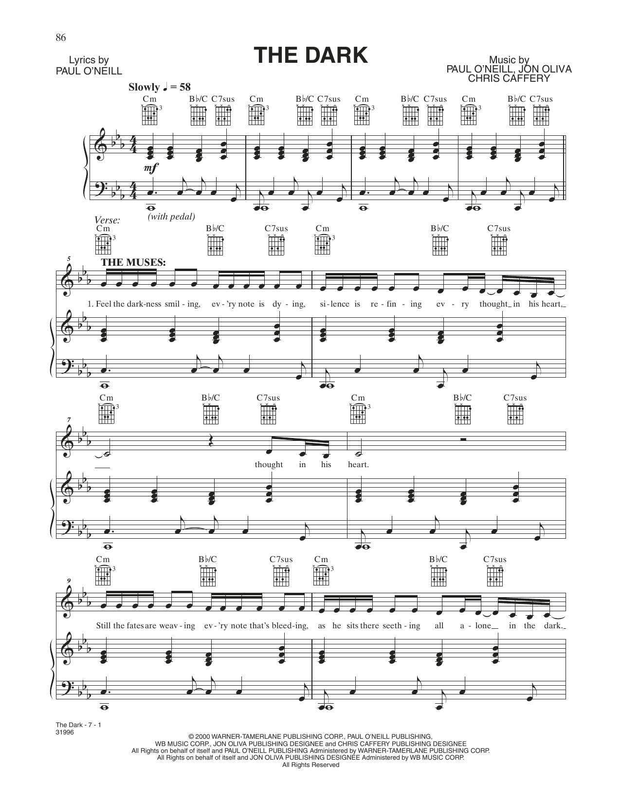 Trans-Siberian Orchestra The Dark Sheet Music