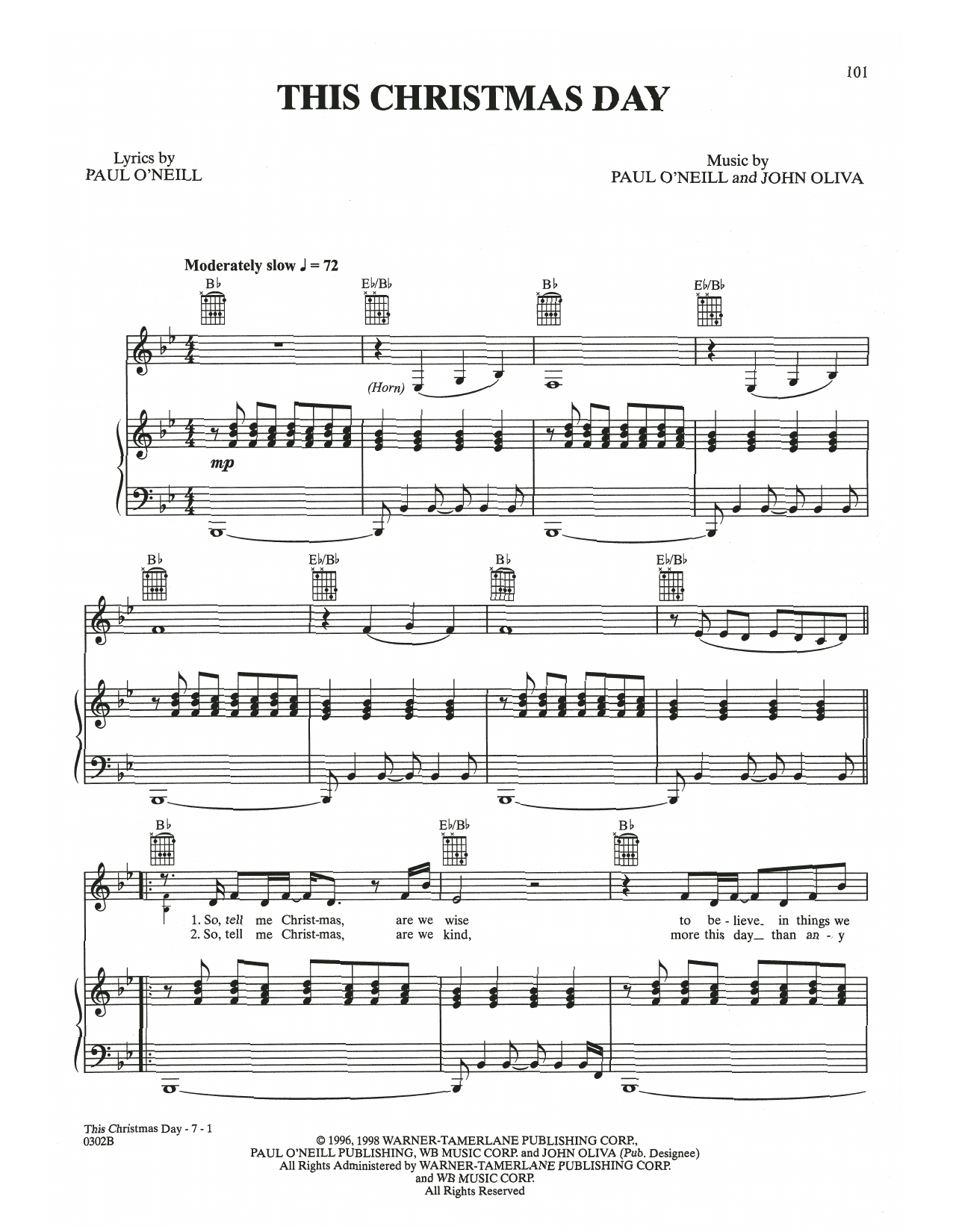 Trans-Siberian Orchestra This Christmas Day Sheet Music