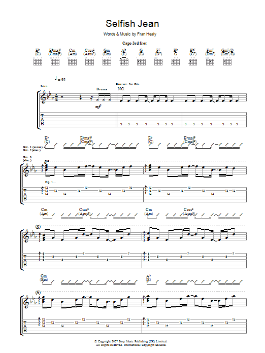 Travis Selfish Jean Sheet Music