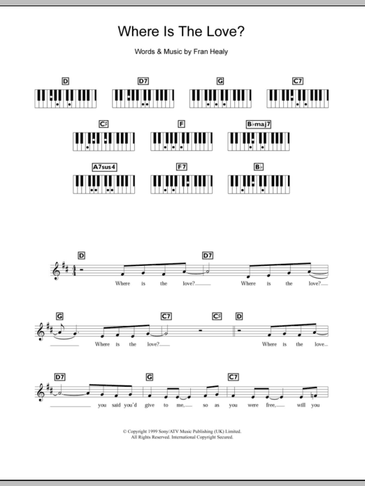 Travis Where Is The Love Sheet Music
