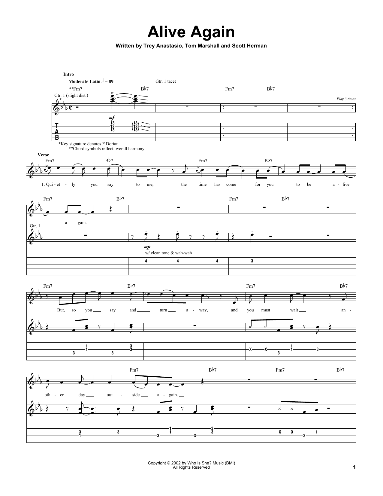 Trey Anastasio Alive Again Sheet Music
