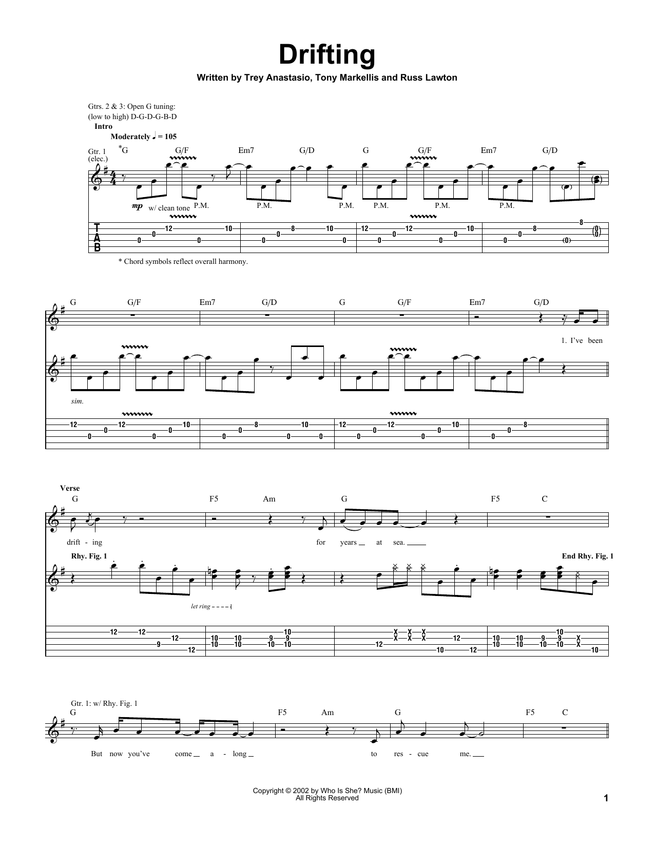 Trey Anastasio Drifting Sheet Music