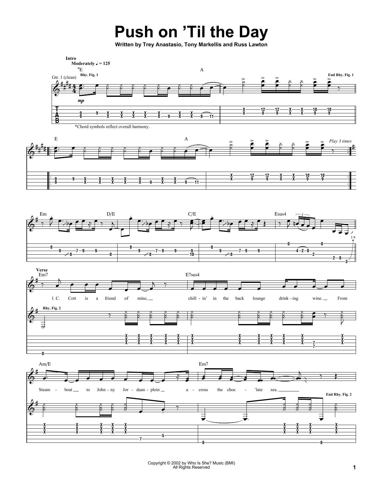 Trey Anastasio Push On 'Til The Day Sheet Music