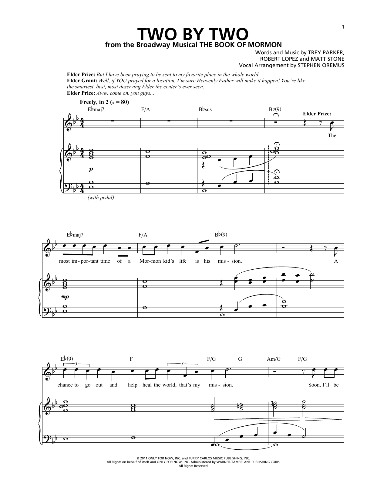 Trey Parker & Matt Stone Two By Two Sheet Music