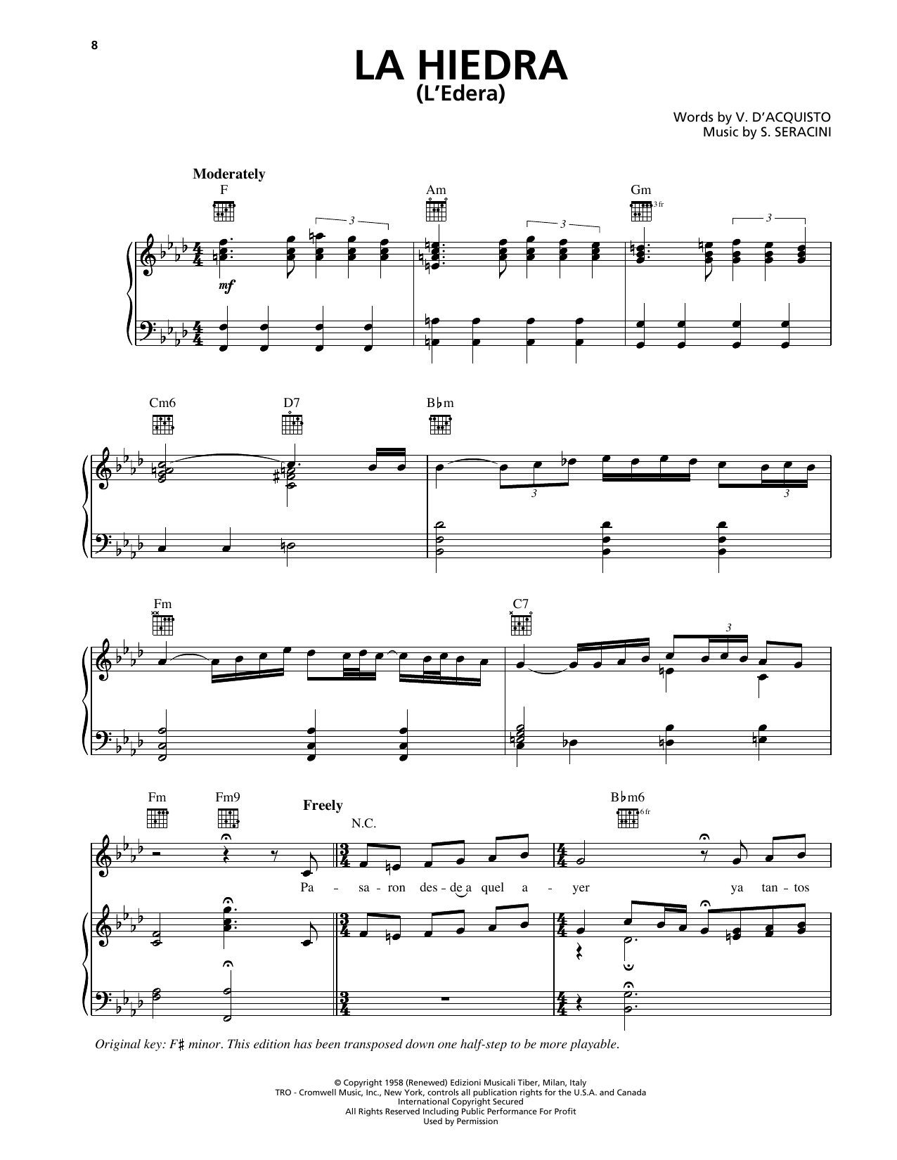 Trio Los Panchos La Hiedra (L'Edera) Sheet Music