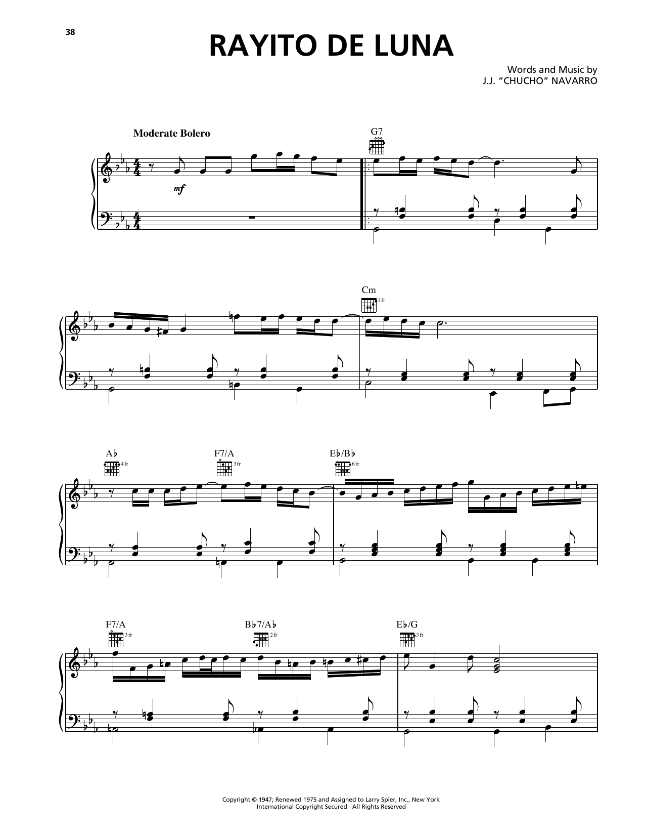 Trio Los Panchos Raytito De Luna Sheet Music
