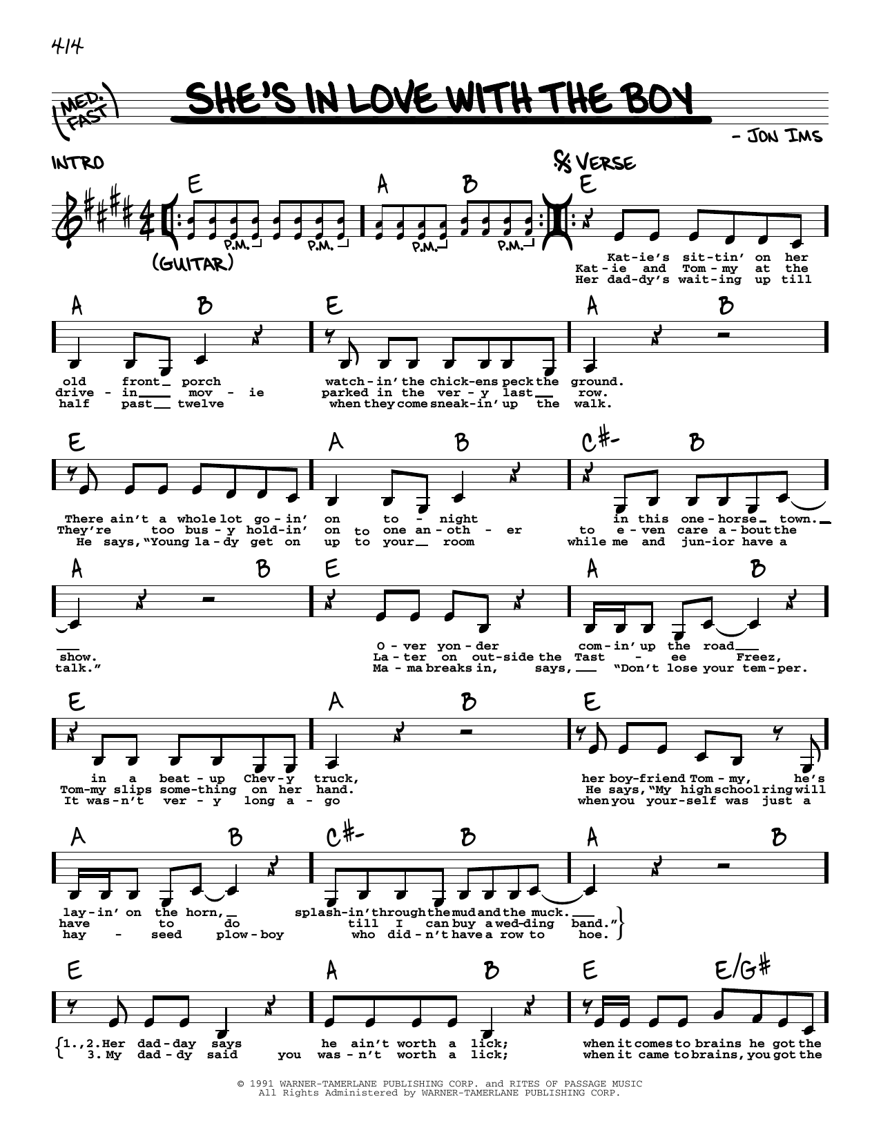 Trisha Yearwood She's In Love With The Boy Sheet Music
