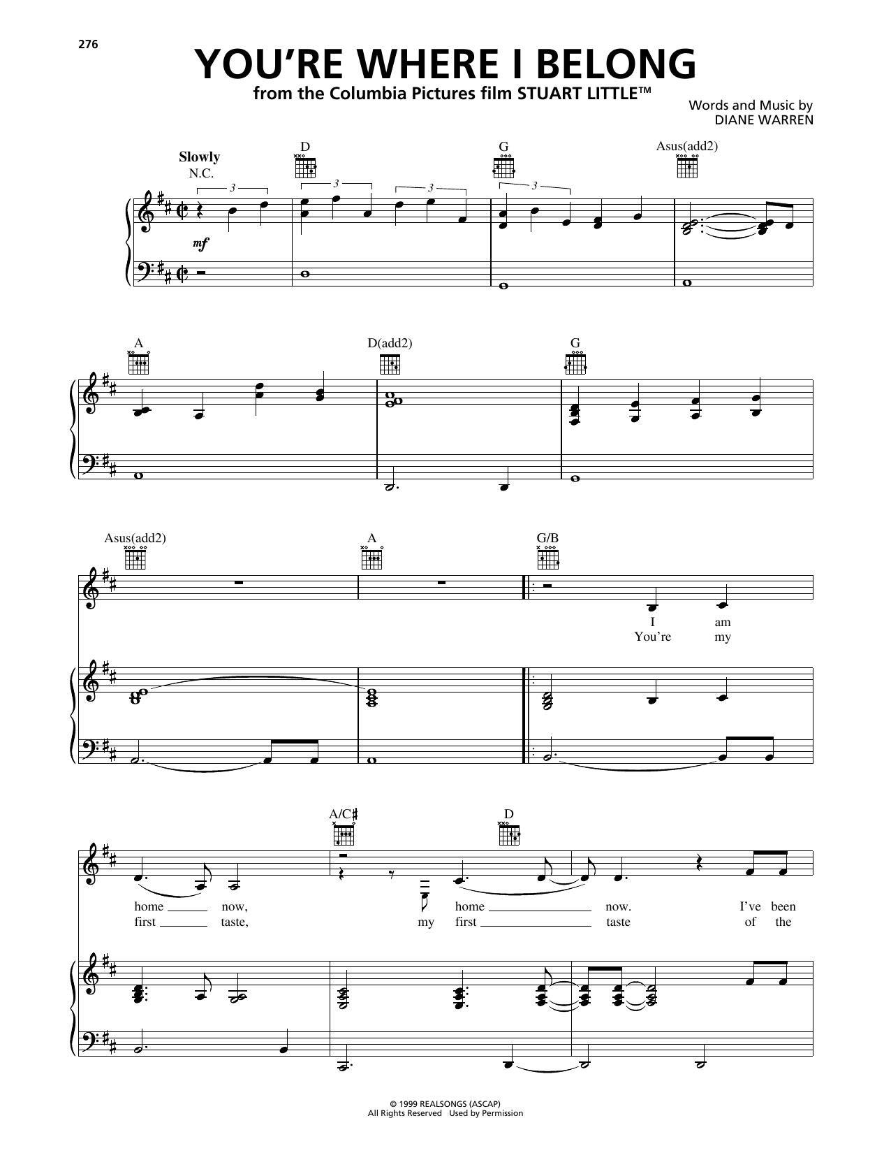 Trisha Yearwood You're Where I Belong Sheet Music