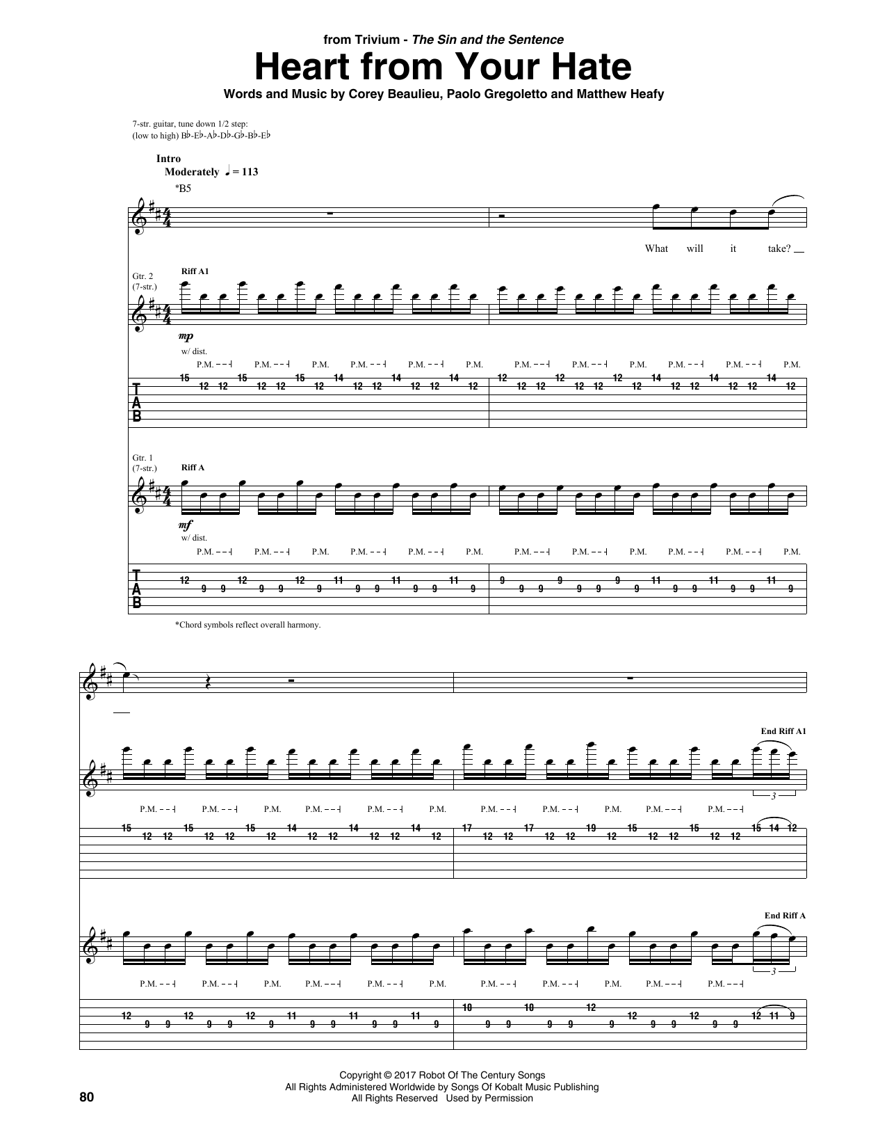 Trivium Heart From Your Hate Sheet Music