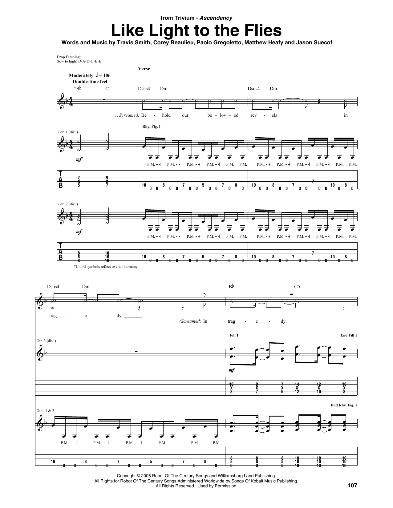 Trivium Like Light To The Flies Sheet Music