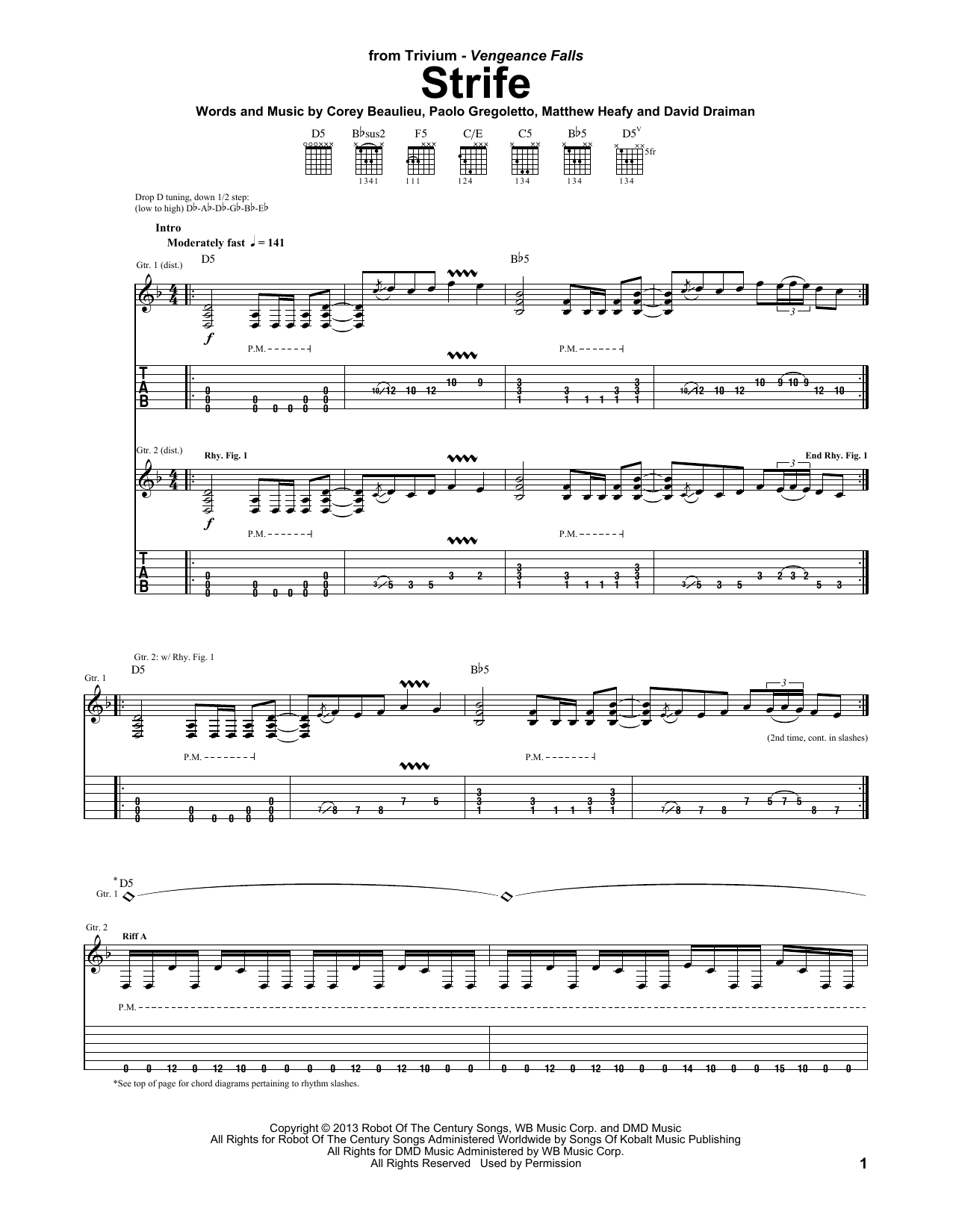Trivium Strife Sheet Music
