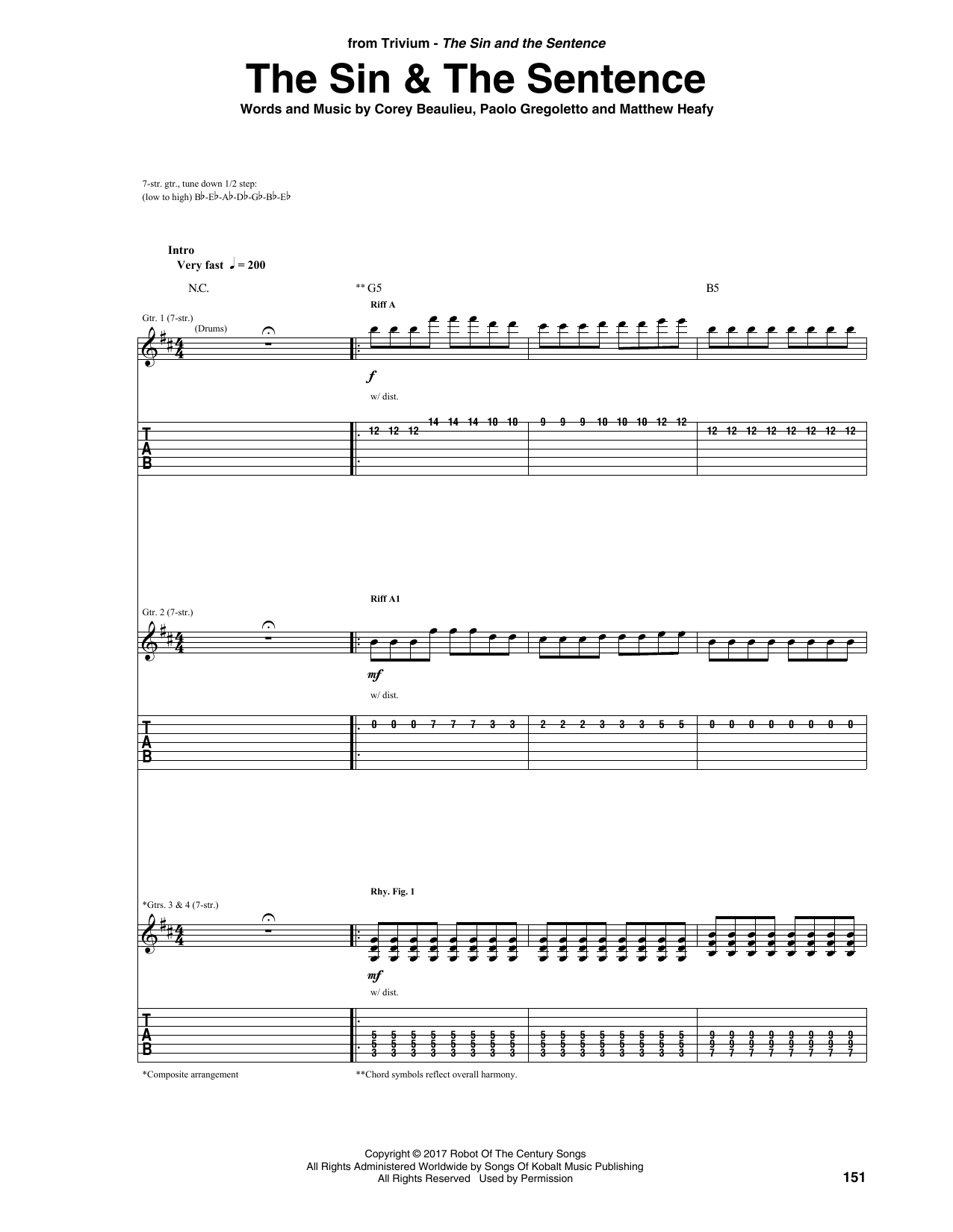 Trivium The Sin & The Sentence Sheet Music