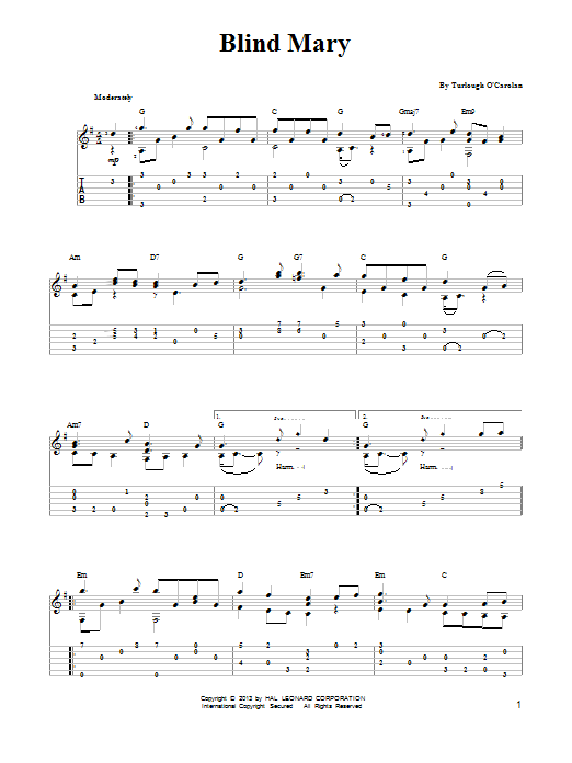 Turlough O'Carolan Blind Mary (arr. Mark Phillips) Sheet Music