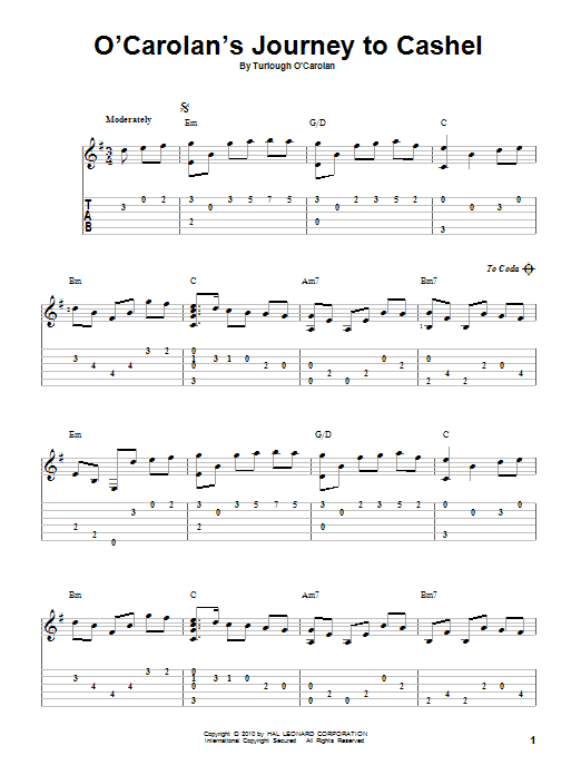 Turlough O'Carolan O'Carolan's Journey To Cashel Sheet Music