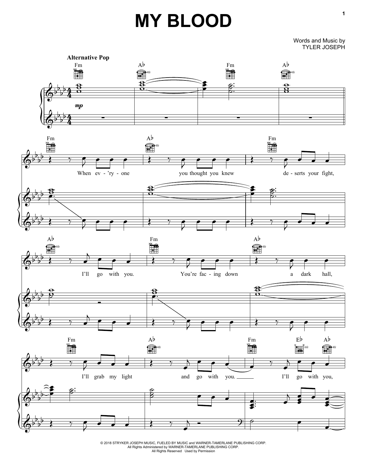 Twenty One Pilots My Blood Sheet Music