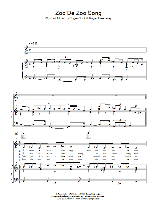 Twiggy Zoo De Zoo Zong Sheet Music