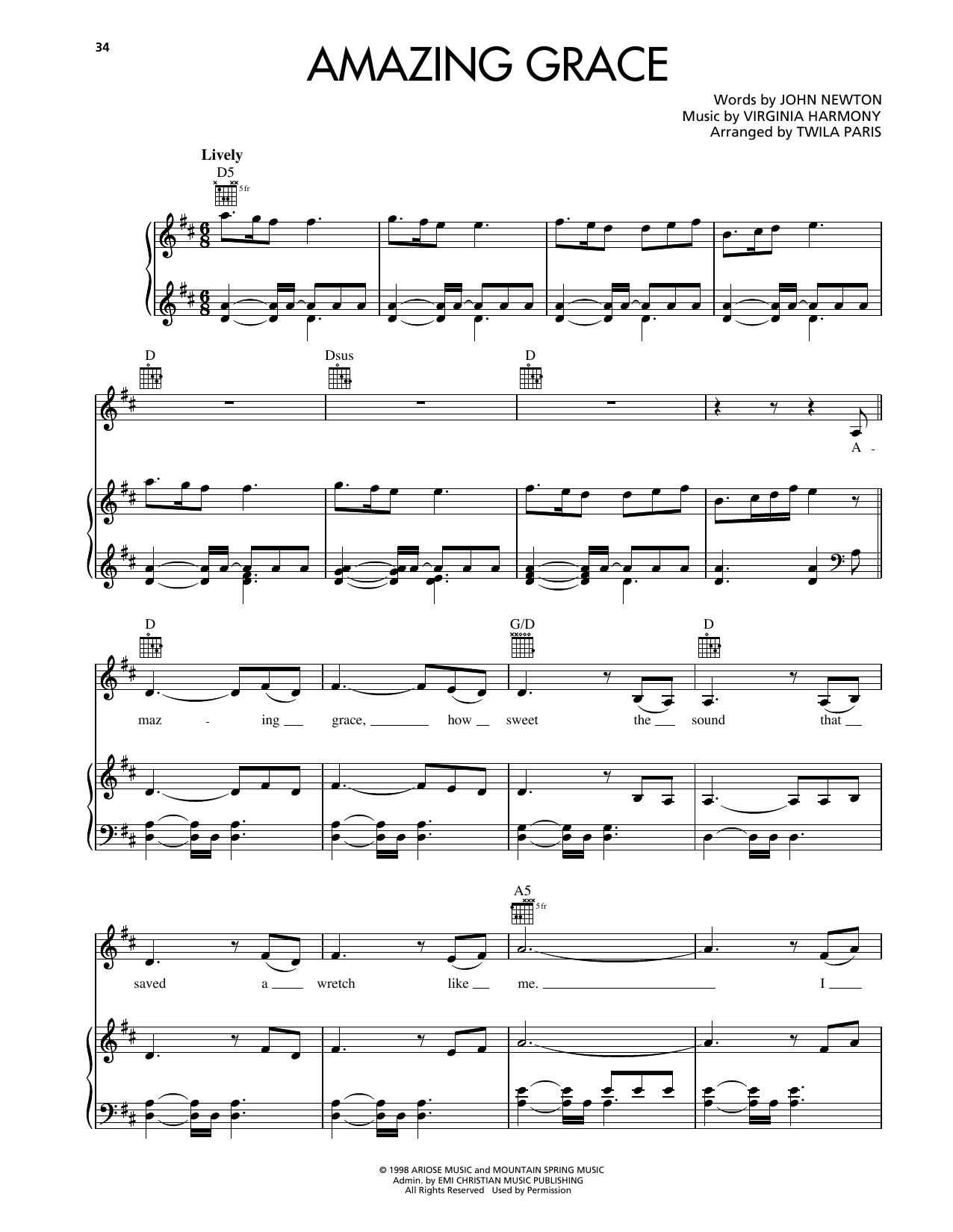 Twila Paris Amazing Grace Sheet Music