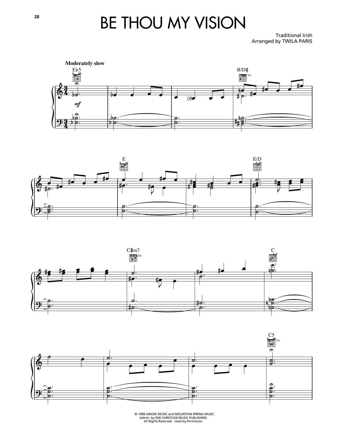 Twila Paris Be Thou My Vision Sheet Music