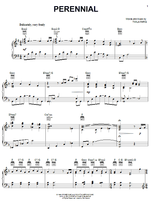Twila Paris Perennial Sheet Music
