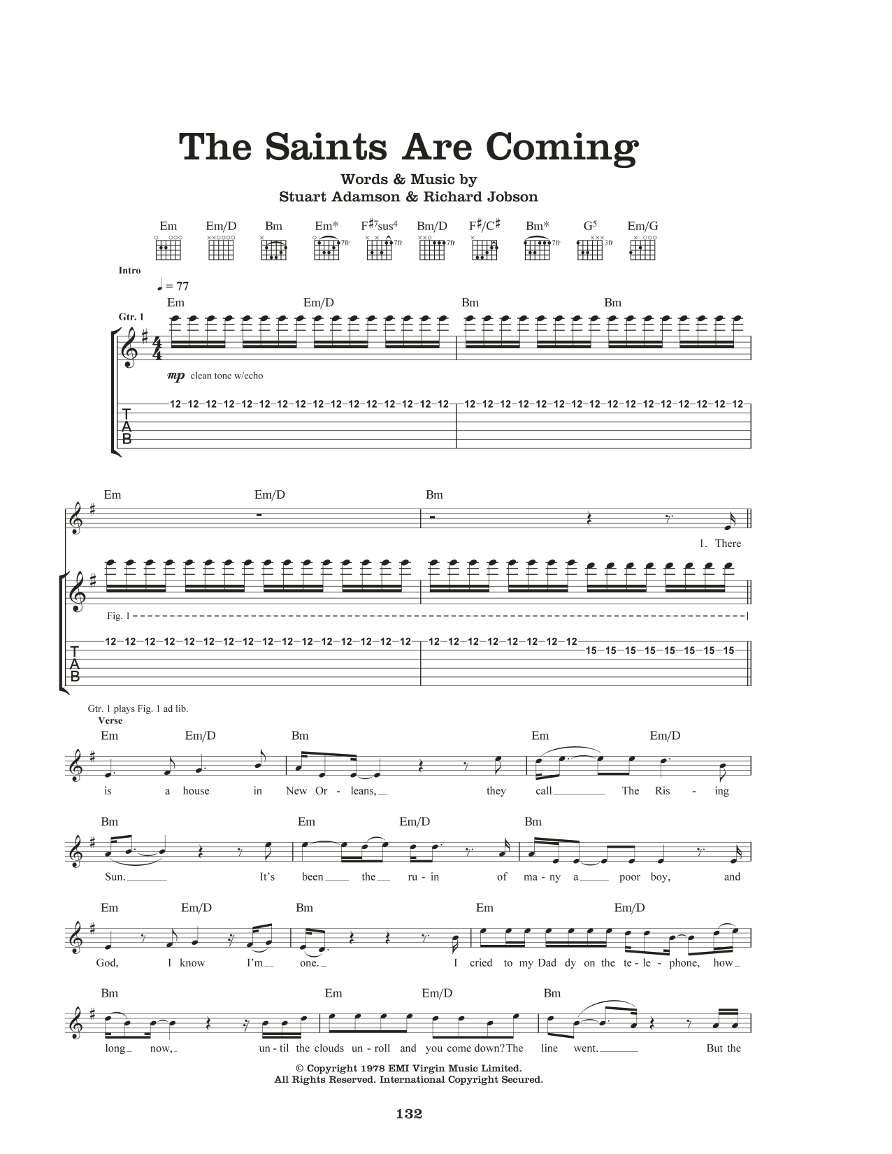 U2 & Green Day The Saints Are Coming Sheet Music