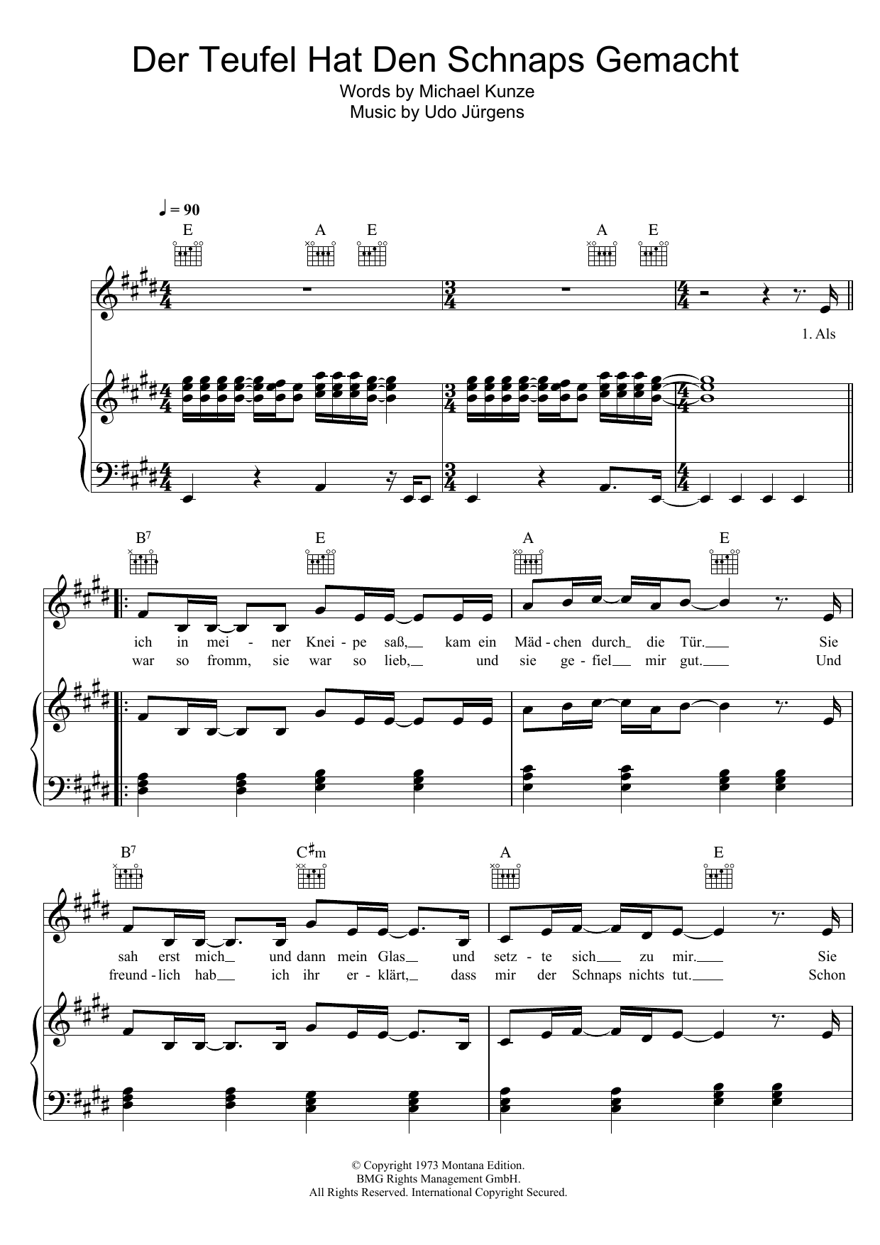 Udo Jurgens Der Teufel Hat Den Schnaps Gemacht Sheet Music