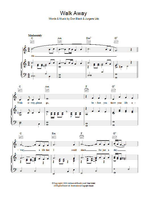 Udo Jurgens Walk Away Sheet Music