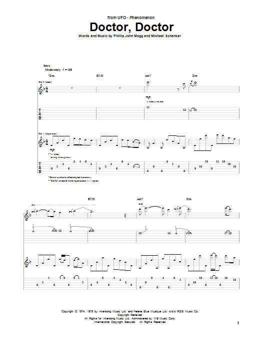 UFO Doctor, Doctor Sheet Music