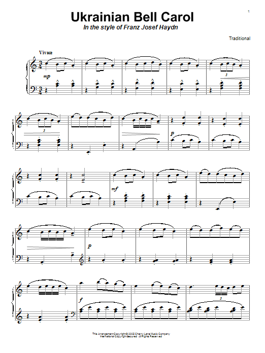 Ukrainian Christmas Carol Ukrainian Bell Carol (in the style of Haydn) Sheet Music