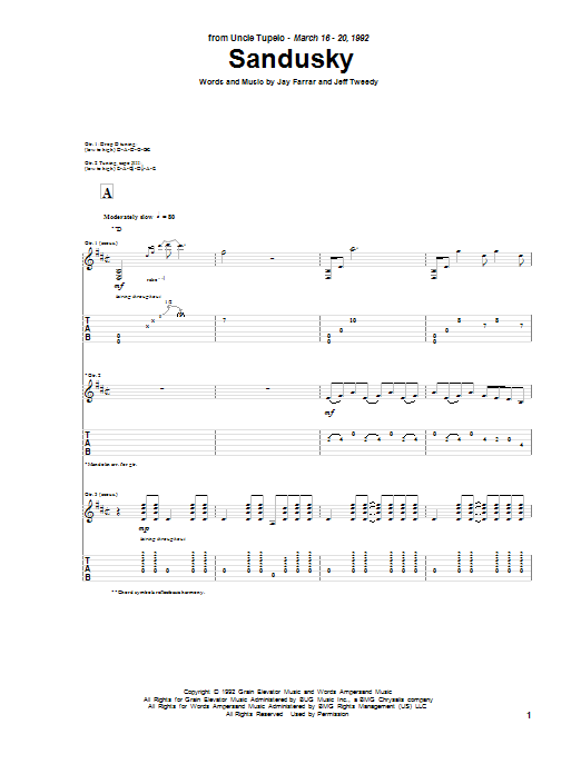 Uncle Tupelo Sandusky Sheet Music