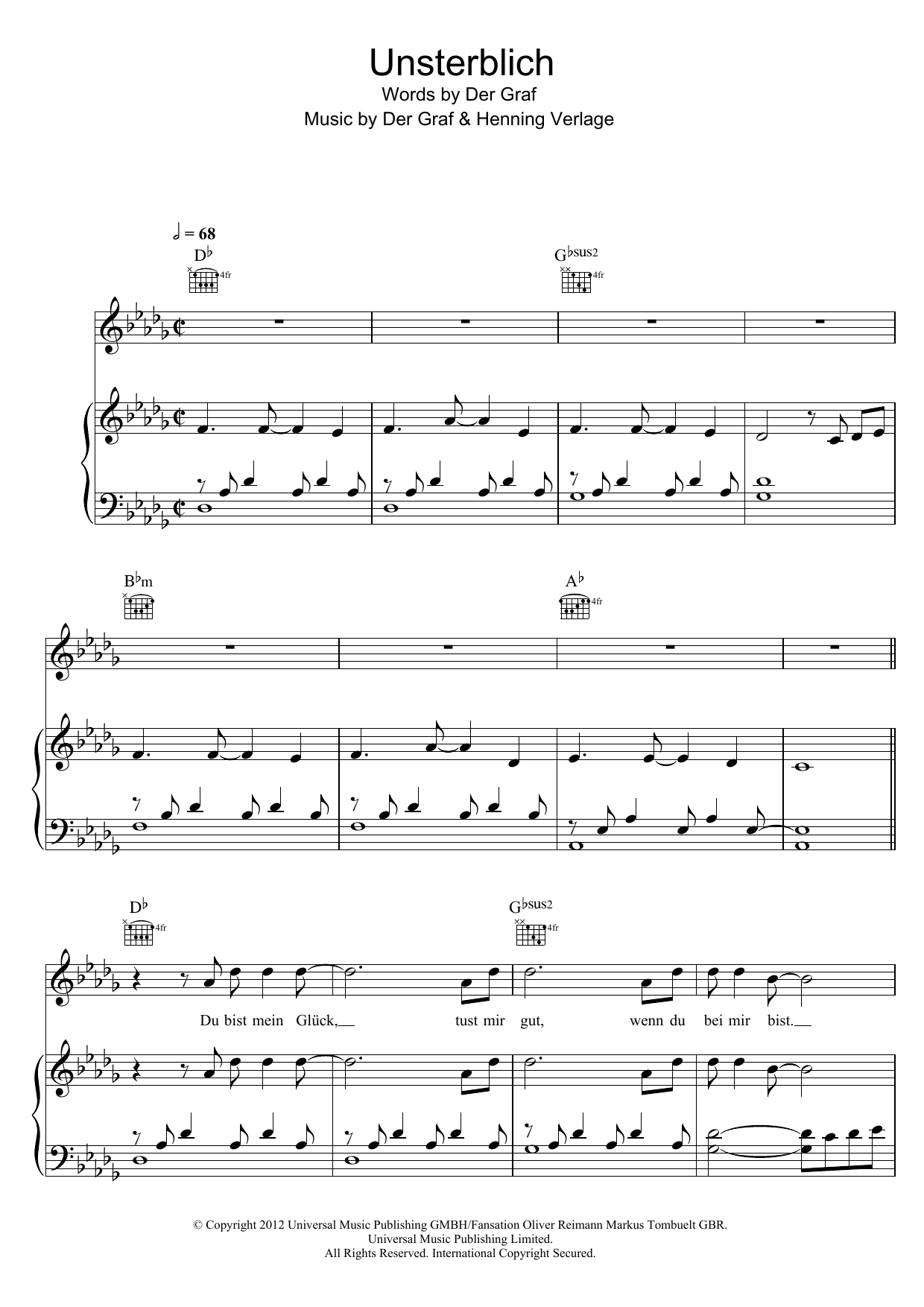 Unheilig Unsterblich Sheet Music