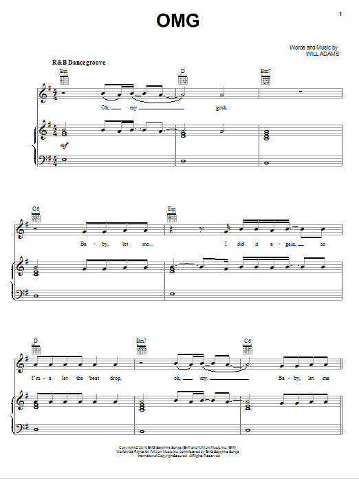 Usher featuring will.i.am OMG Sheet Music
