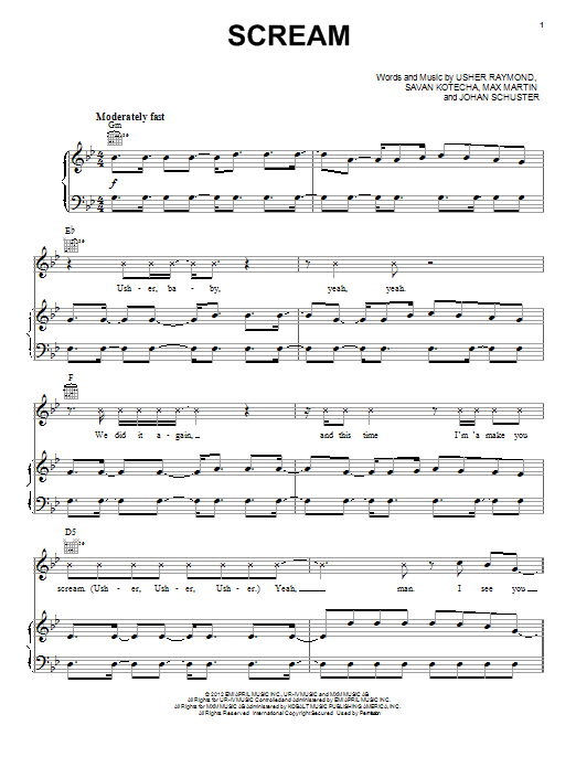 Usher Scream Sheet Music