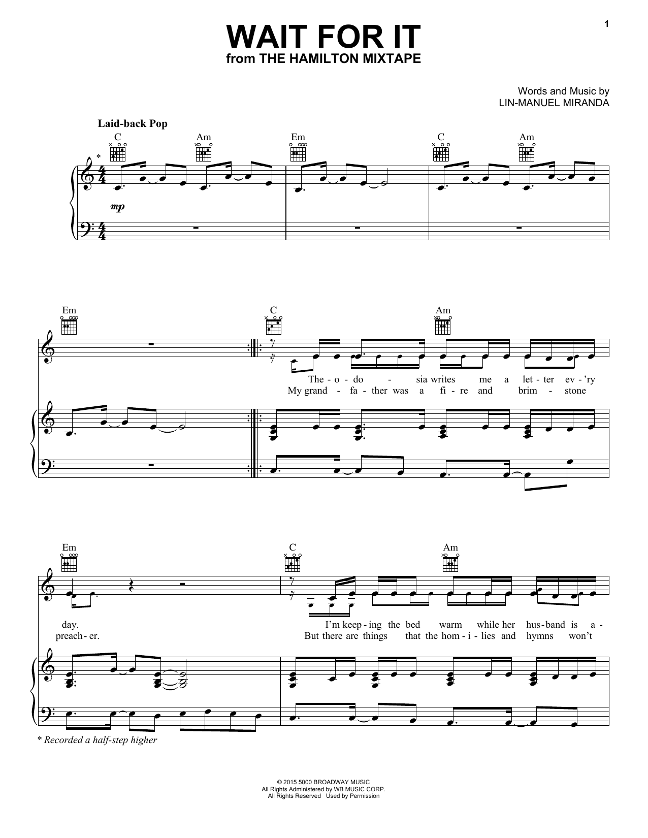 Usher Wait For It Sheet Music