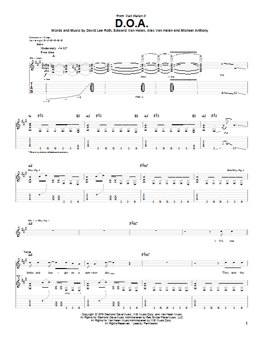 Van Halen D.O.A. Sheet Music
