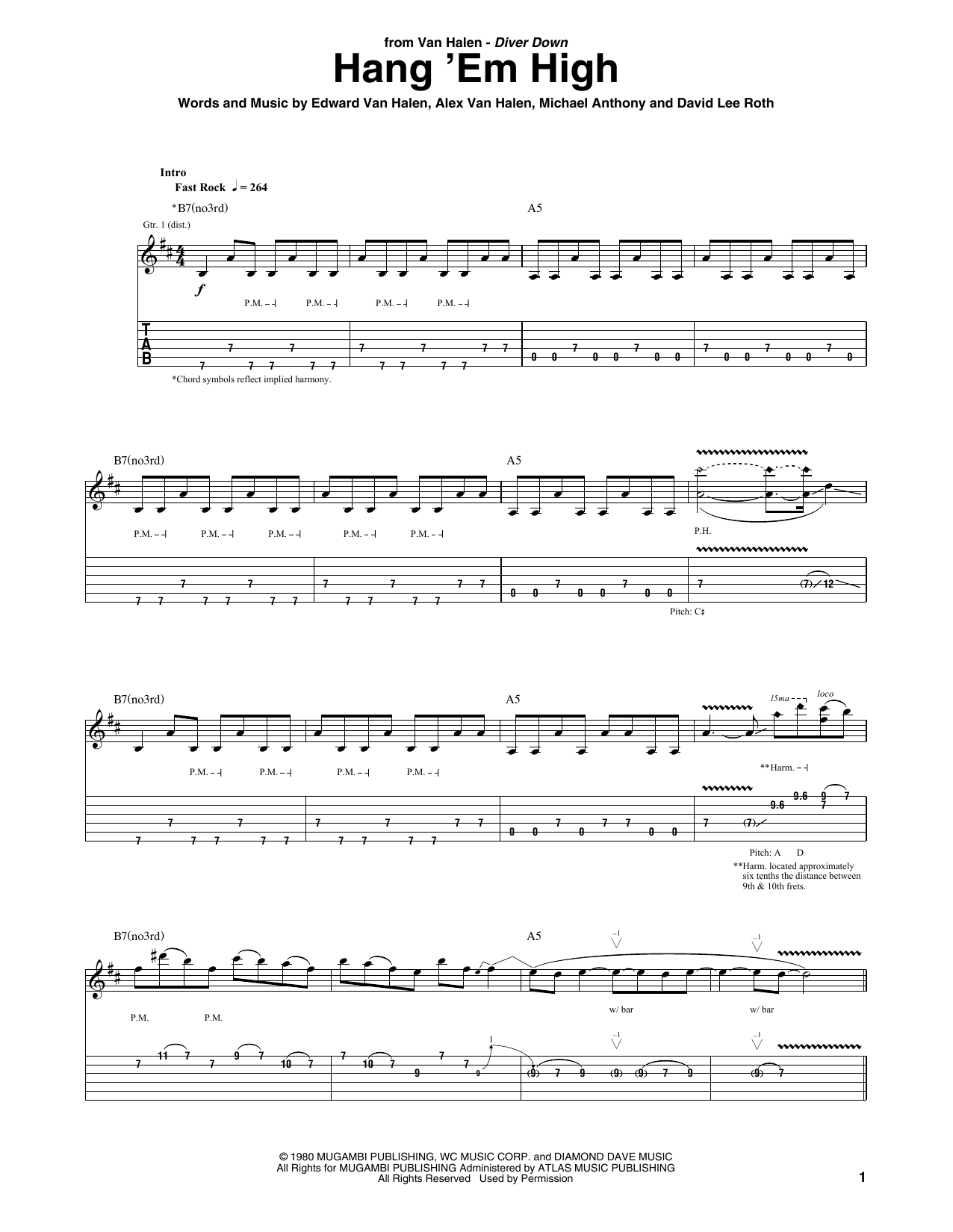 Van Halen Hang 'Em High Sheet Music