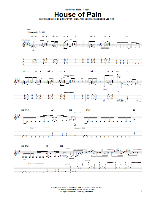 Van Halen House Of Pain Sheet Music