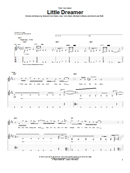 Van Halen Little Dreamer Sheet Music
