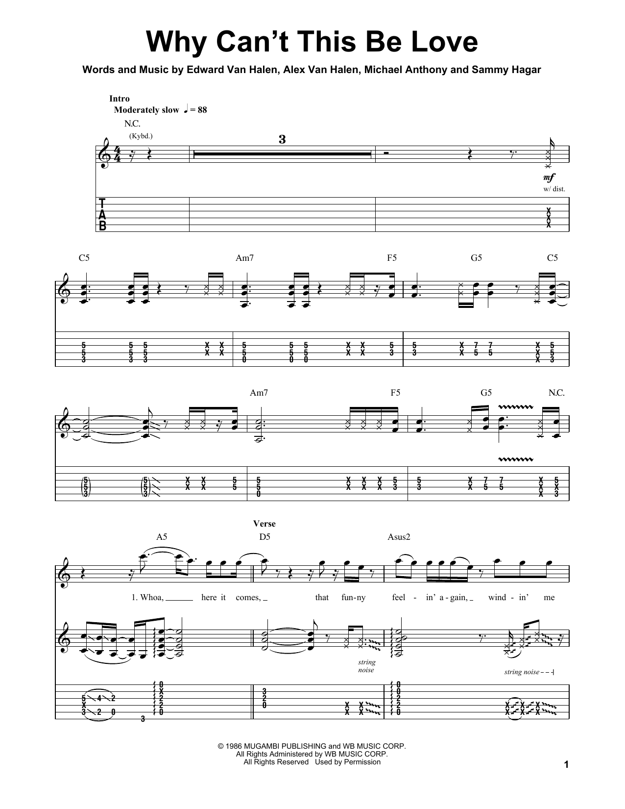 Van Halen Why Can't This Be Love Sheet Music