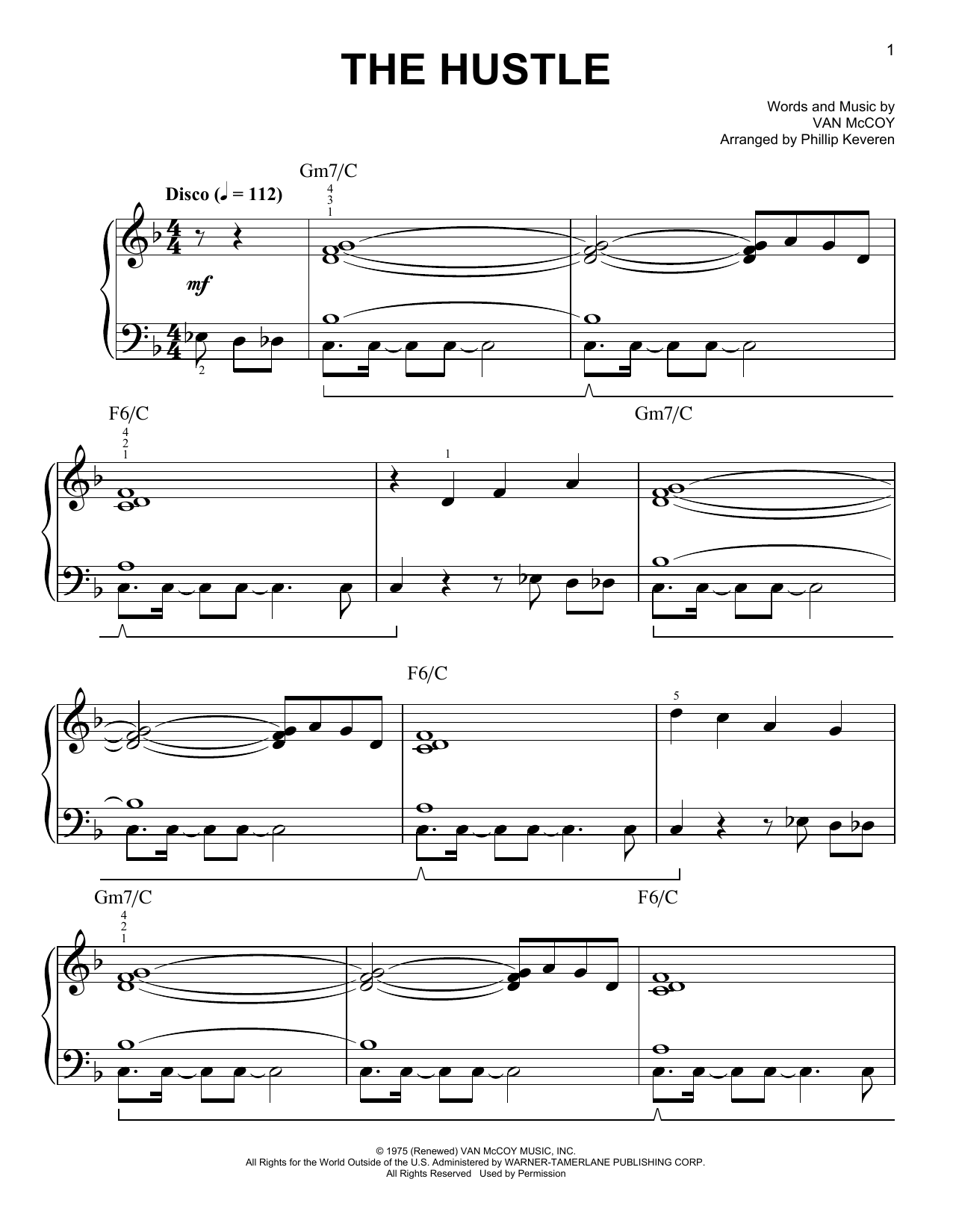 Van McCoy & The Soul City Symphony The Hustle (arr. Phillip Keveren) Sheet Music