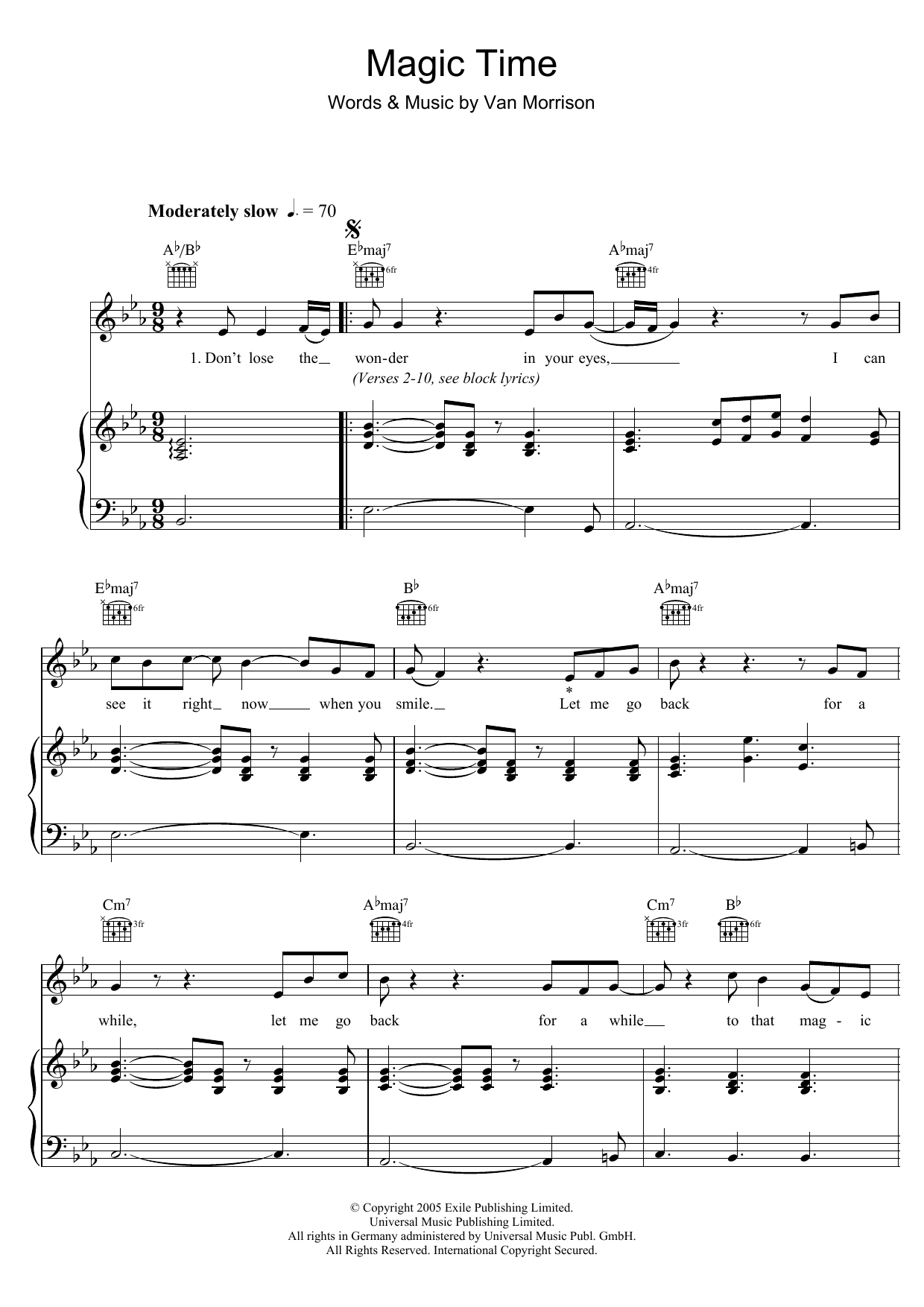 Van Morrison Magic Time Sheet Music