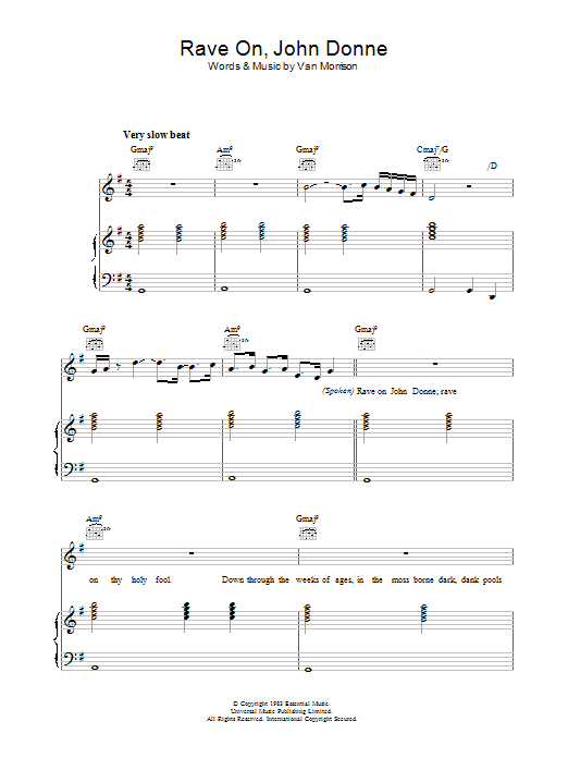 Van Morrison Rave On, John Donne Sheet Music