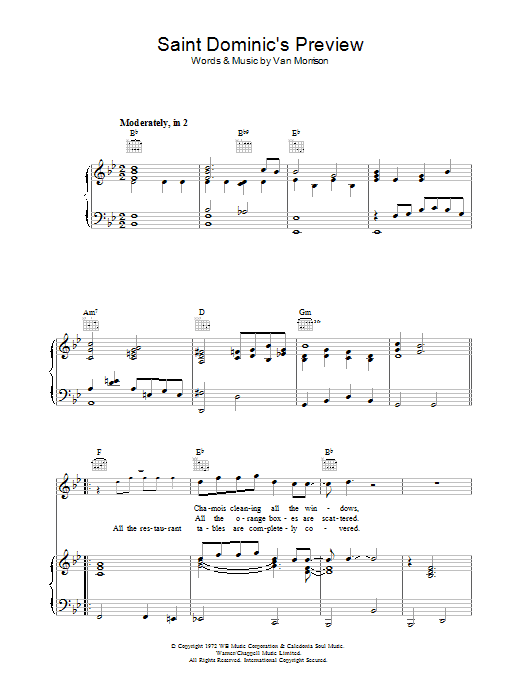 Van Morrison Saint Dominic's Preview Sheet Music