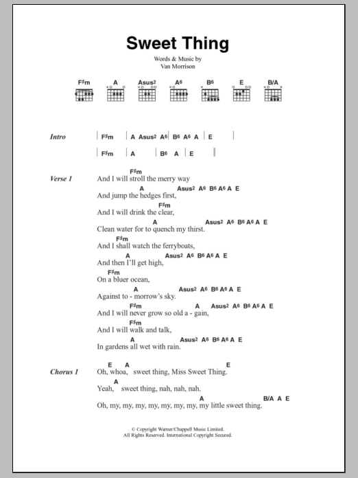 Van Morrison Sweet Thing Sheet Music