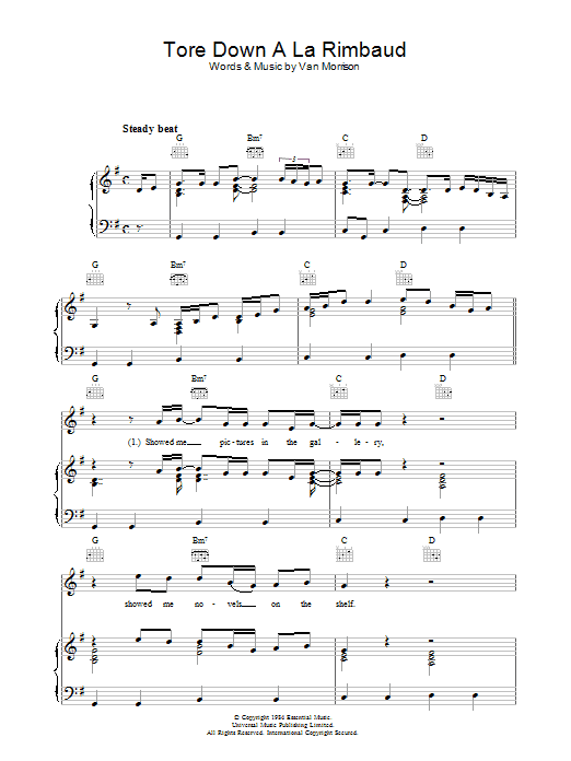 Van Morrison Tore Down A La Rimbaud Sheet Music