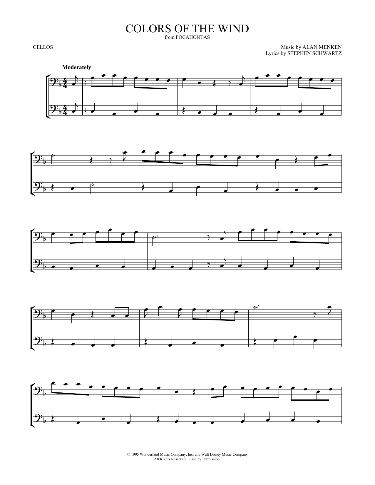 Vanessa Williams Colors Of The Wind Sheet Music
