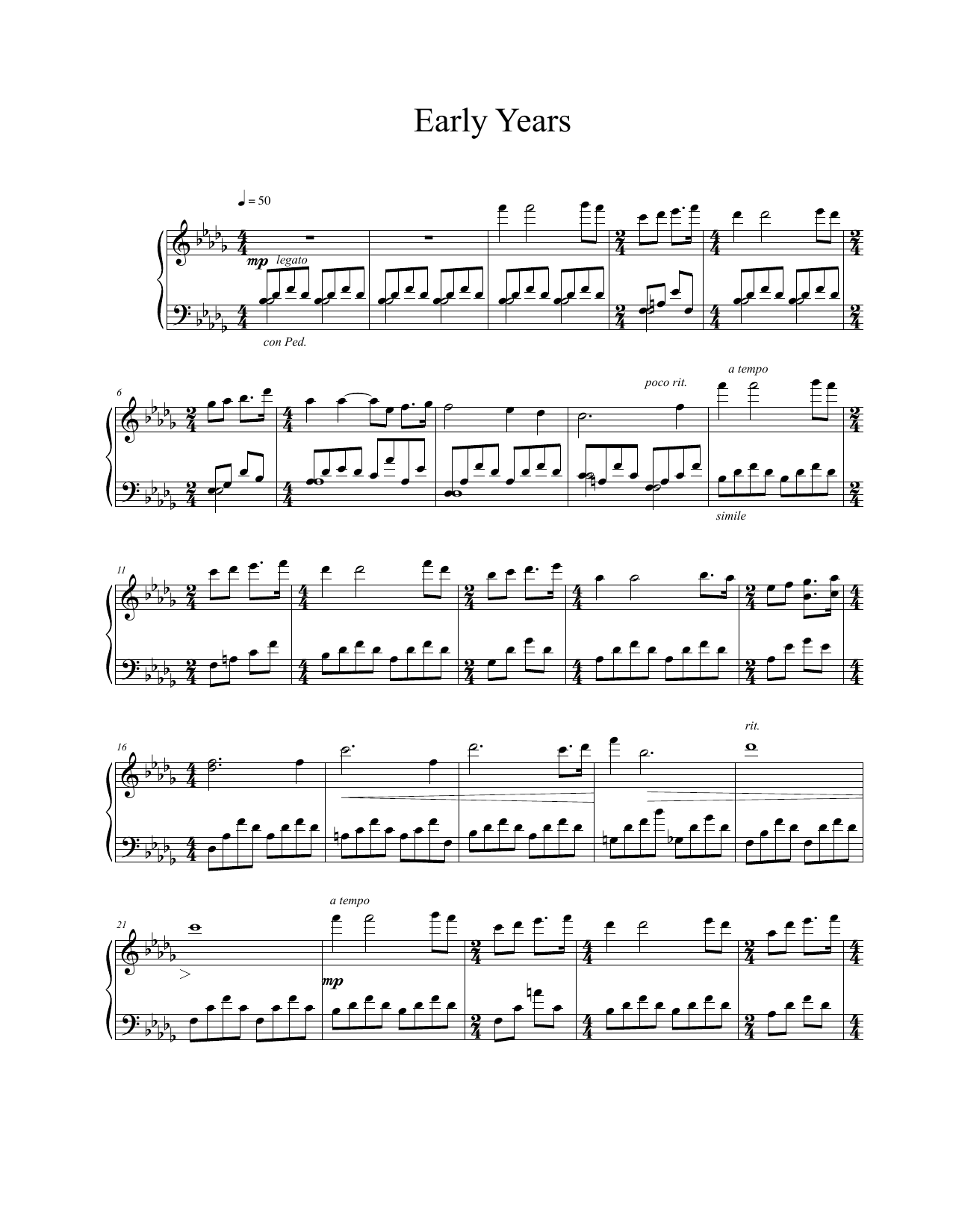 Vangelis Early Years Sheet Music
